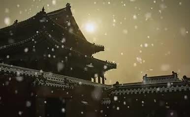 故宫冬季飘雪剪影视频视频的预览图